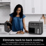Freidora de aire de 2 cestas 6 en 1 con tecnología DualZone Ninja DZ201, capacidad de 8 cuartos y un acabado de acero inoxidable gris oscuro - Imagen 3