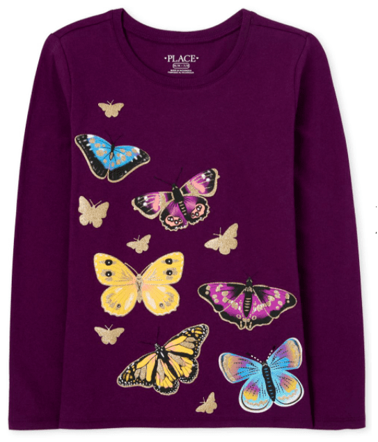 Girls Butterfly Graphic Tee Sueter Girls Butterfly Graphic Tee - Imagen 1