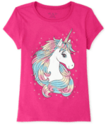 Blusa Girls Glitter Rainbow Unicorn Graphic Tee
