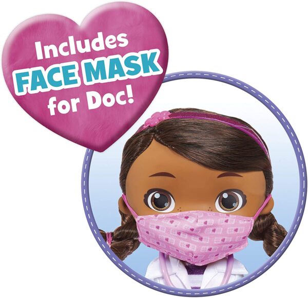 Doc McStuffins Disney Junior - Muñeca para lavar las manos, con máscara y accesorios - Imagen 2
