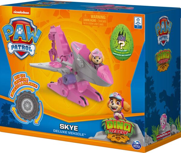 Paw Patrol Figura de dinosaurio misterioso de Paw Patrol, Dino Rescue Skye de lujo Rev Up - Imagen 5
