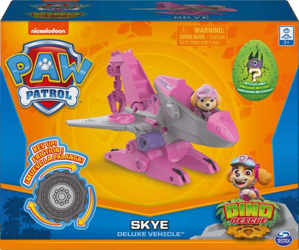 Paw Patrol Figura de dinosaurio misterioso de Paw Patrol, Dino Rescue Skye de lujo Rev Up - Imagen 6