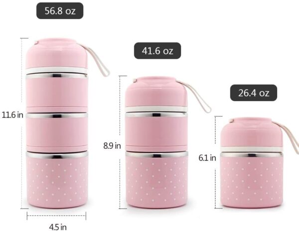 Lonchera de acero inoxidable THERMO YBOBK Home Bento, apilable, con bolsa y juego de cubiertos reutilizable, recipiente de almacenamiento térmico para llevar comida saludable y refrigerios - Imagen 2