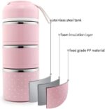 Lonchera de acero inoxidable THERMO YBOBK Home Bento, apilable, con bolsa y juego de cubiertos reutilizable, recipiente de almacenamiento térmico para llevar comida saludable y refrigerios - Imagen 3