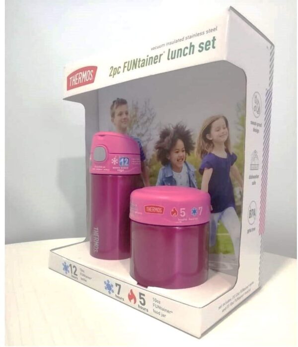 Thermo para alimentos con botella y thermo de comida para niños sin BPA, 2 PC (Azul, Rosa, 2 unidades) - Imagen 2