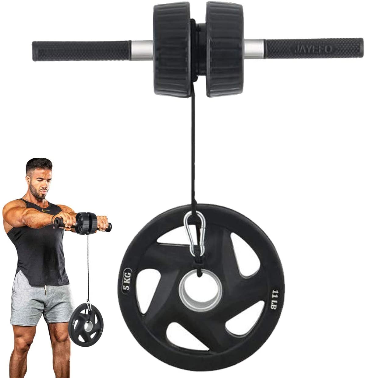613OK78vSWL._AC_SL1280_ Rodillo Jayefo Sports 5 en 1 máquina de brazo para ejercicios de antebrazo, rodillo de muñeca, barra de bíceps, entrenador de dedos y fortalecedor de mano para entrenamiento de antebrazo, manos bíceps, muñeca, torcedura de fuerza, entrenamiento de gimnasio, herramienta de rodillo - Imagen 1
