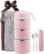 Lonchera de acero inoxidable THERMO YBOBK Home Bento, apilable, con bolsa y juego de cubiertos reutilizable, recipiente de almacenamiento térmico para llevar comida saludable y refrigerios - Imagen 4