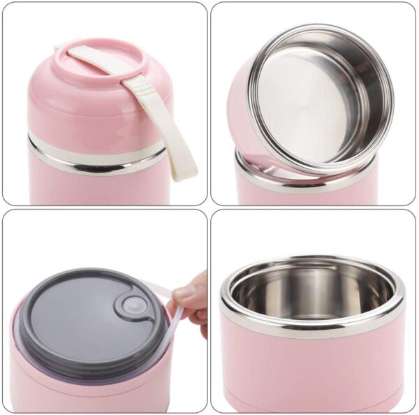 Lonchera de acero inoxidable THERMO YBOBK Home Bento, apilable, con bolsa y juego de cubiertos reutilizable, recipiente de almacenamiento térmico para llevar comida saludable y refrigerios - Imagen 5