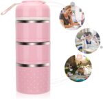 Lonchera de acero inoxidable THERMO YBOBK Home Bento, apilable, con bolsa y juego de cubiertos reutilizable, recipiente de almacenamiento térmico para llevar comida saludable y refrigerios