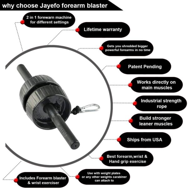 Rodillo Jayefo Sports 5 en 1 máquina de brazo para ejercicios de antebrazo, rodillo de muñeca, barra de bíceps, entrenador de dedos y fortalecedor de mano para entrenamiento de antebrazo, manos bíceps, muñeca, torcedura de fuerza, entrenamiento de gimnasio, herramienta de rodillo - Imagen 6