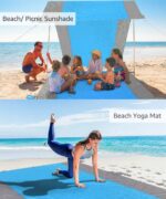 Manta de playa libre de arena grande para 4 – 7 adultos, impermeable bolsillo picnic manta con 6 estacas, manta al aire libre para viajes, camping, senderismo - Imagen 5