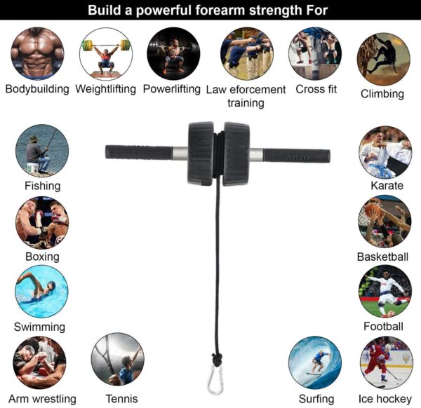 Rodillo Jayefo Sports 5 en 1 máquina de brazo para ejercicios de antebrazo, rodillo de muñeca, barra de bíceps, entrenador de dedos y fortalecedor de mano para entrenamiento de antebrazo, manos bíceps, muñeca, torcedura de fuerza, entrenamiento de gimnasio, herramienta de rodillo - Imagen 7