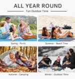 Manta de playa libre de arena grande para 4 – 7 adultos, impermeable bolsillo picnic manta con 6 estacas, manta al aire libre para viajes, camping, senderismo - Imagen 4