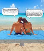 Manta de playa libre de arena grande para 4 – 7 adultos, impermeable bolsillo picnic manta con 6 estacas, manta al aire libre para viajes, camping, senderismo - Imagen 7