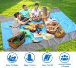 Manta de playa libre de arena grande para 4 – 7 adultos, impermeable bolsillo picnic manta con 6 estacas, manta al aire libre para viajes, camping, senderismo - Imagen 8