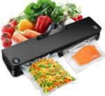 Máquina selladora al vacío, con sistema de sellado de aire, modos secos y húmedos, luz indicadora LED, para preservación de alimentos con 15 bolsas selladoras al vacío