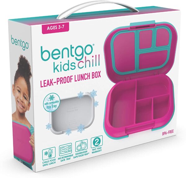 Lonchera Bentgo Kids Chill ; solución para el almuerzo con 4 compartimentos y paquete de hielo extraíble para comidas y aperitivos para llevar, a prueba de fugas, apto para lavavajillas, sin BPA - Imagen 3