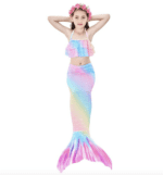 Juego de 5 piezas traje de baño para niñas con cola de sirena para natación, princesa, bikini y traje de baño. - Imagen 4