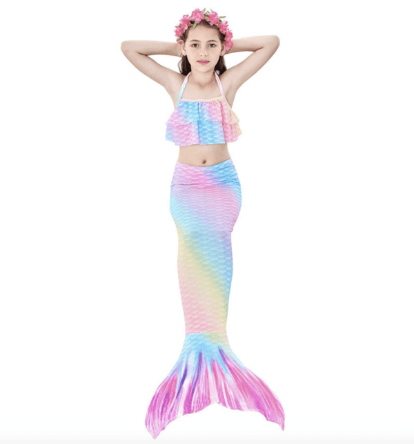 Juego de 5 piezas traje de baño para niñas con cola de sirena para natación, princesa, bikini y traje de baño. - Imagen 4