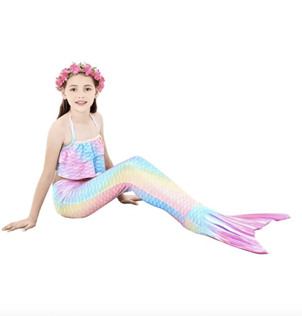 Juego de 5 piezas traje de baño para niñas con cola de sirena para natación, princesa, bikini y traje de baño. - Imagen 5