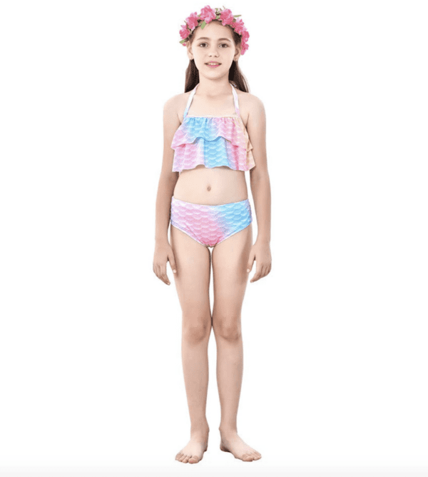 Juego de 5 piezas traje de baño para niñas con cola de sirena para natación, princesa, bikini y traje de baño. - Imagen 6