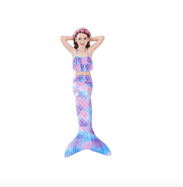 Juego de 5 piezas traje de baño para niñas con cola de sirena para natación, princesa, bikini y traje de baño. - Imagen 3