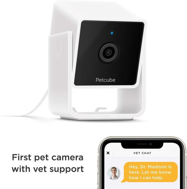 Cámara de vigilancia para mascotas Pet Cam con chat veterinario integrado para gatos y perros, cámara de seguridad con vídeo HD 1080p, visión nocturna, audio bidireccional, montaje magnético para toda la vigilancia del hogar - Imagen 3