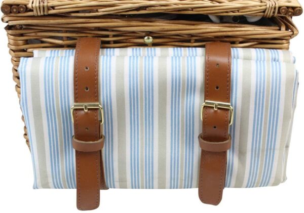 Canasta de Picnic - Juego de cestas de mimbre para 4 personas | Cesta de sauce grande con compartimento refrigerador aislado grande, manta impermeable gratis y kit de servicio de cubiertos - Marrón clásico - Imagen 7