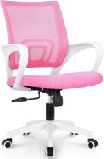 Silla de oficina de NEO Silla de escritorio de computadora para juegos – Cojín ergonómico de espalda media, soporte lumbar, con ruedas, cómodo asiento de carreras de malla azul, ajustable, giratorio, para el hogar, estilo ejecutivo
