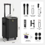 Máquina de karaoke inalámbrica, TONOR Bluetooth PA sistema portátil altavoz de canto con micrófonos inalámbricos duales, bola de discoteca para el hogar karaoke, fiesta, clase y iglesia (K20) - Imagen 3