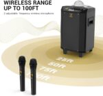 Máquina de karaoke inalámbrica, TONOR Bluetooth PA sistema portátil altavoz de canto con micrófonos inalámbricos duales, bola de discoteca para el hogar karaoke, fiesta, clase y iglesia (K20) - Imagen 4