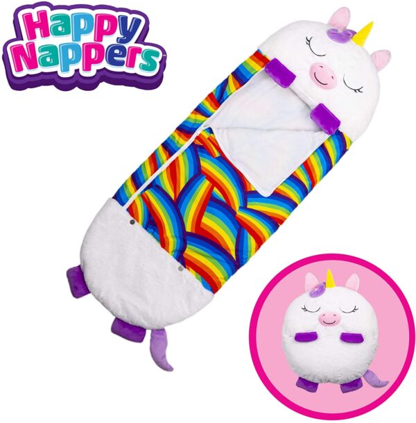 Happy Nappers Pillow & Sleepy Sack- Comfy, Cozy, Compact, Super Soft, Warm, All Season, Sleeping Bag with Pillow- Medium 54” x 20”, White Unicorn - Imagen 10