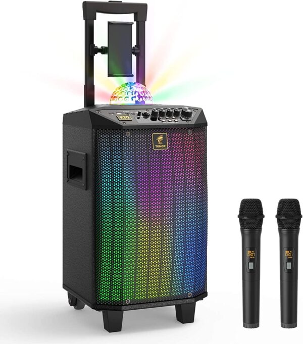 Máquina de karaoke inalámbrica, TONOR Bluetooth PA sistema portátil altavoz de canto con micrófonos inalámbricos duales, bola de discoteca para el hogar karaoke, fiesta, clase y iglesia (K20) - Imagen 5