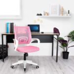 Silla de oficina de NEO Silla de escritorio de computadora para juegos – Cojín ergonómico de espalda media, soporte lumbar, con ruedas, cómodo asiento de carreras de malla azul, ajustable, giratorio, para el hogar, estilo ejecutivo - Imagen 5