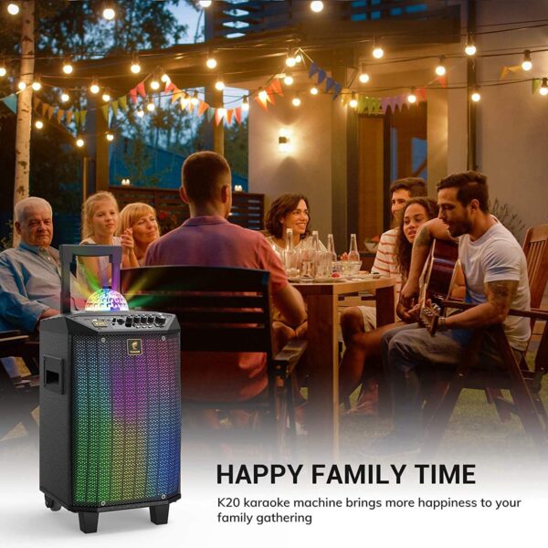 Máquina de karaoke inalámbrica, TONOR Bluetooth PA sistema portátil altavoz de canto con micrófonos inalámbricos duales, bola de discoteca para el hogar karaoke, fiesta, clase y iglesia (K20) - Imagen 7