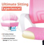 Silla de oficina de NEO Silla de escritorio de computadora para juegos – Cojín ergonómico de espalda media, soporte lumbar, con ruedas, cómodo asiento de carreras de malla azul, ajustable, giratorio, para el hogar, estilo ejecutivo - Imagen 7