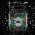 Máquina de karaoke con 2 micrófonos inalámbricos, sistema PA portátil Bluetooth altavoz PA con luces LED, grabación de audio, radio FM, control remoto, compatible con tarjeta TF/USB/AUX - Imagen 10