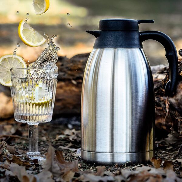 Thermo - Pichel - Recipiente térmico de acero inoxidable de 68 onzas, recipiente térmico en vacío de doble pared, 12 horas de retención del calor, 2 litros - Imagen 7