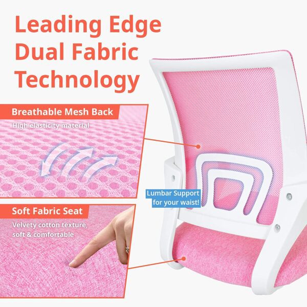 Silla de oficina de NEO Silla de escritorio de computadora para juegos – Cojín ergonómico de espalda media, soporte lumbar, con ruedas, cómodo asiento de carreras de malla azul, ajustable, giratorio, para el hogar, estilo ejecutivo - Imagen 8