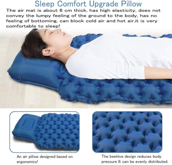 Colchón inflable de aire para acampar, ultraligero y portátil, para dormir al aire libre, senderismo, mochilero, tienda de campaña - Imagen 5