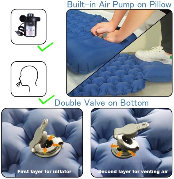 Colchón inflable de aire para acampar, ultraligero y portátil, para dormir al aire libre, senderismo, mochilero, tienda de campaña - Imagen 3