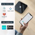 Báscula Wyze, báscula de grasa corporal Bluetooth y composición del peso corporal BMI Smart Scale, pantalla digital, monitor de ritmo cardíaco, rastreador de porcentaje de grasa corporal inalámbrico, analizar con aplicación para smartphone, negro - Imagen 3