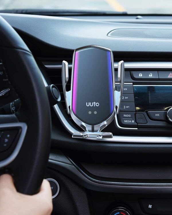 Cargador de coche inalámbrico, 10 W Qi de carga rápida con sujeción automática para el teléfono de ventilación de aire para iPhone 12 Series/11/11 Pro/11Pro Max/XS/XR/X/8/8P, Samsung S20/S10/S9/S8/Note10/Note9 - Imagen 3