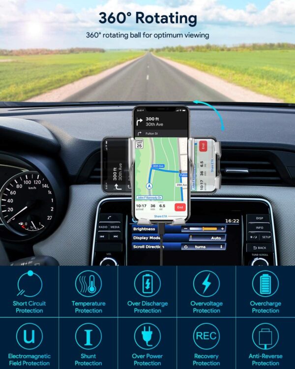 Cargador de coche inalámbrico, 10 W Qi de carga rápida con sujeción automática para el teléfono de ventilación de aire para iPhone 12 Series/11/11 Pro/11Pro Max/XS/XR/X/8/8P, Samsung S20/S10/S9/S8/Note10/Note9 - Imagen 6