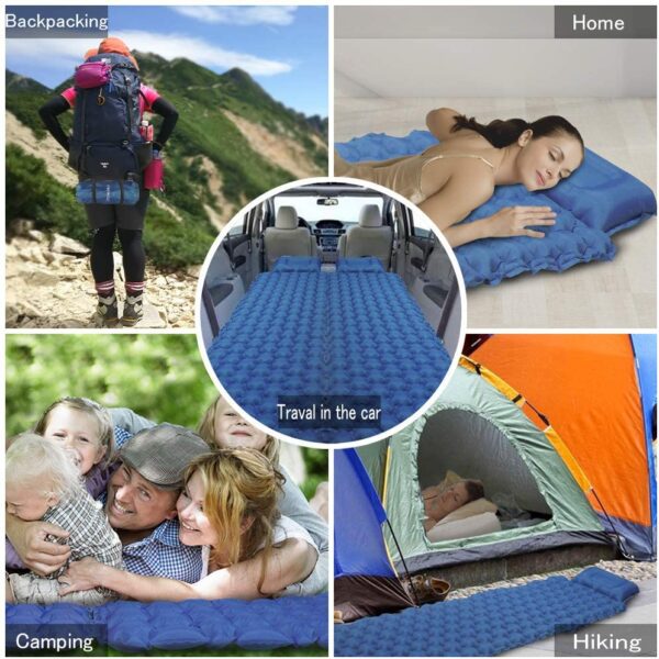 Colchón inflable de aire para acampar, ultraligero y portátil, para dormir al aire libre, senderismo, mochilero, tienda de campaña - Imagen 7