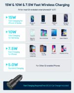 Cargador de coche inalámbrico, 10 W Qi de carga rápida con sujeción automática para el teléfono de ventilación de aire para iPhone 12 Series/11/11 Pro/11Pro Max/XS/XR/X/8/8P, Samsung S20/S10/S9/S8/Note10/Note9 - Imagen 4