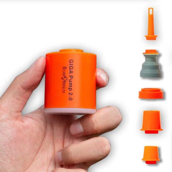 Bomba de aire eléctrica y portátil, GIGA Pump 2.0 -  batería recargable de 1300 mAh, bomba ultra mini, bomba infladora/aspiradora para llantas de natación, colchones de aire, juguetes para piscina, con luz de 400 lúmenes. - Imagen 1