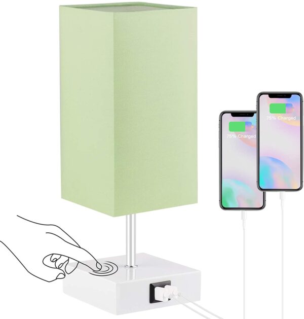 Lámpara de noche con puerto USB, 3 modos de control táctil regulable, lámpara de mesita de noche rosa, lámpara de mesa pequeña moderna para niñas, dormitorio, sala de estar, oficina, bombilla LED incluida (1 paquete) - Imagen 15