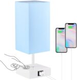 Lámpara de noche con puerto USB, 3 modos de control táctil regulable, lámpara de mesita de noche rosa, lámpara de mesa pequeña moderna para niñas, dormitorio, sala de estar, oficina, bombilla LED incluida (1 paquete) - Imagen 2