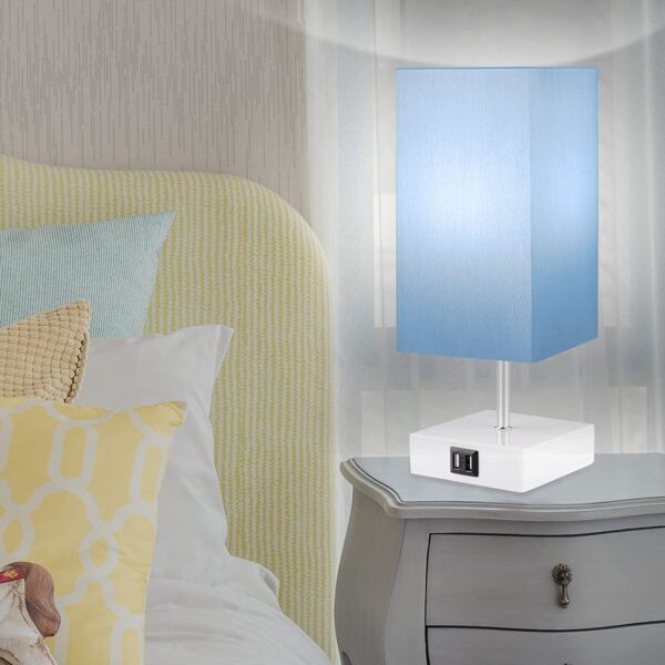 Lámpara de noche con puerto USB, 3 modos de control táctil regulable, lámpara de mesita de noche rosa, lámpara de mesa pequeña moderna para niñas, dormitorio, sala de estar, oficina, bombilla LED incluida (1 paquete) - Imagen 10